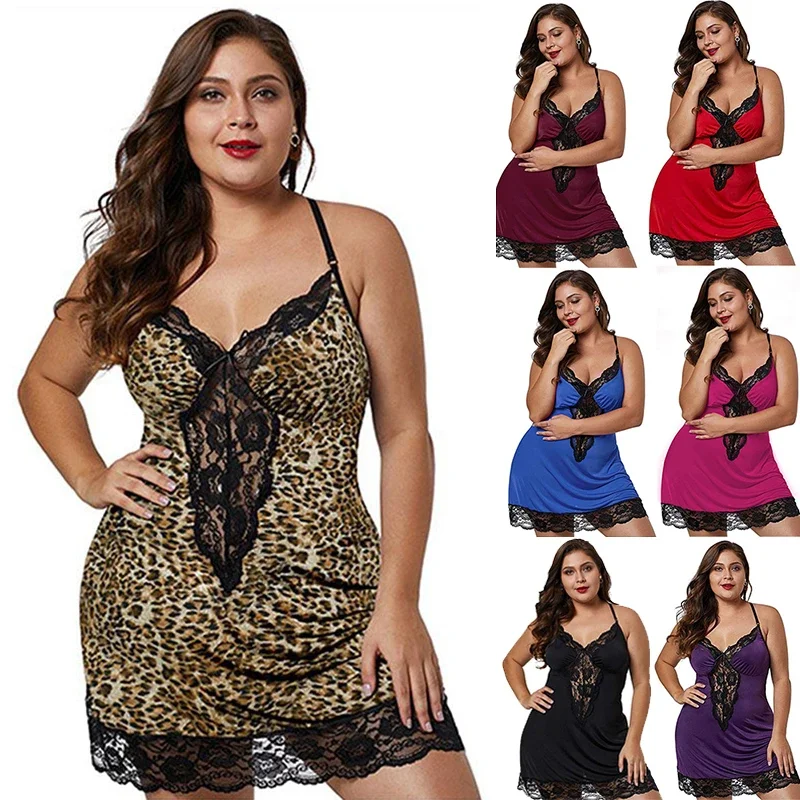 Summer Clothing Stores - Büyük Beden Kadın Dantelli Gecelik, İnce
